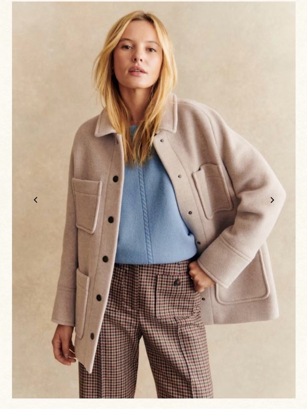 Sezane Armando Coat Mottled Beige